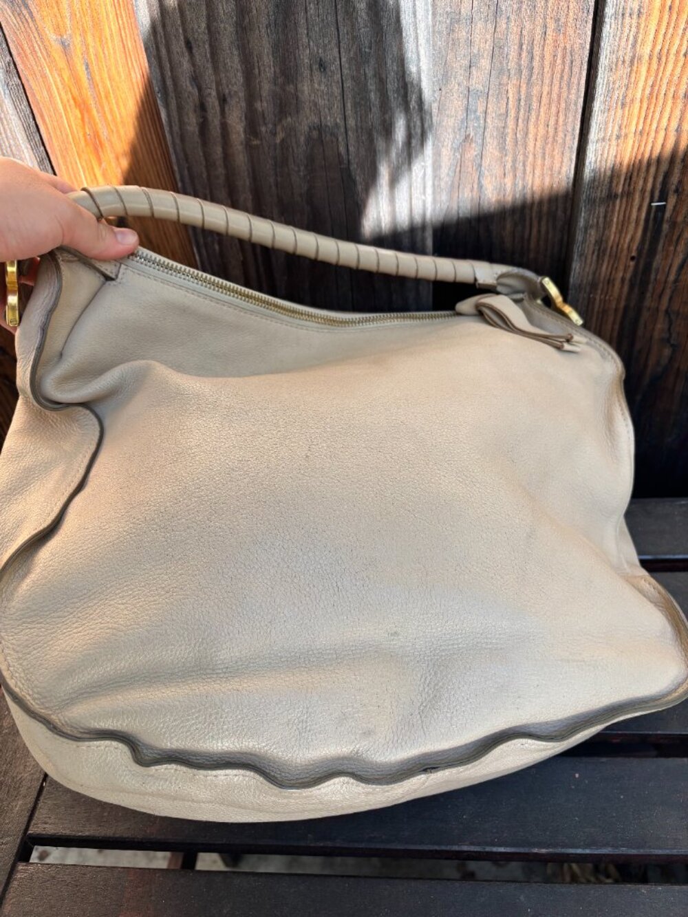 Chloe Marcie Large Shoulder Bag Leather Ivory Auth - Picture 3 of 16